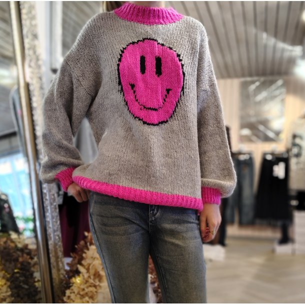 Strik i gr - med smiley