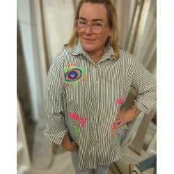 Khaki stribet skjorte