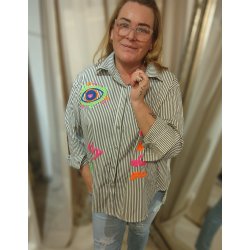 Khaki stribet skjorte