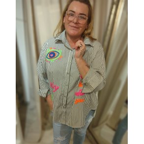 Khaki stribet skjorte