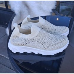 Elastiksneakers - beige m sten
